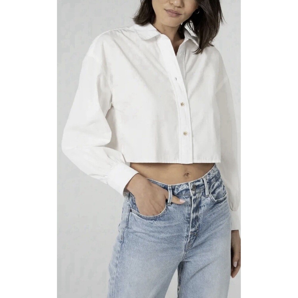 Unpublished Ana White Cotton Long Sleeve Crop Button-Up Shirt Size XS NWOT $108